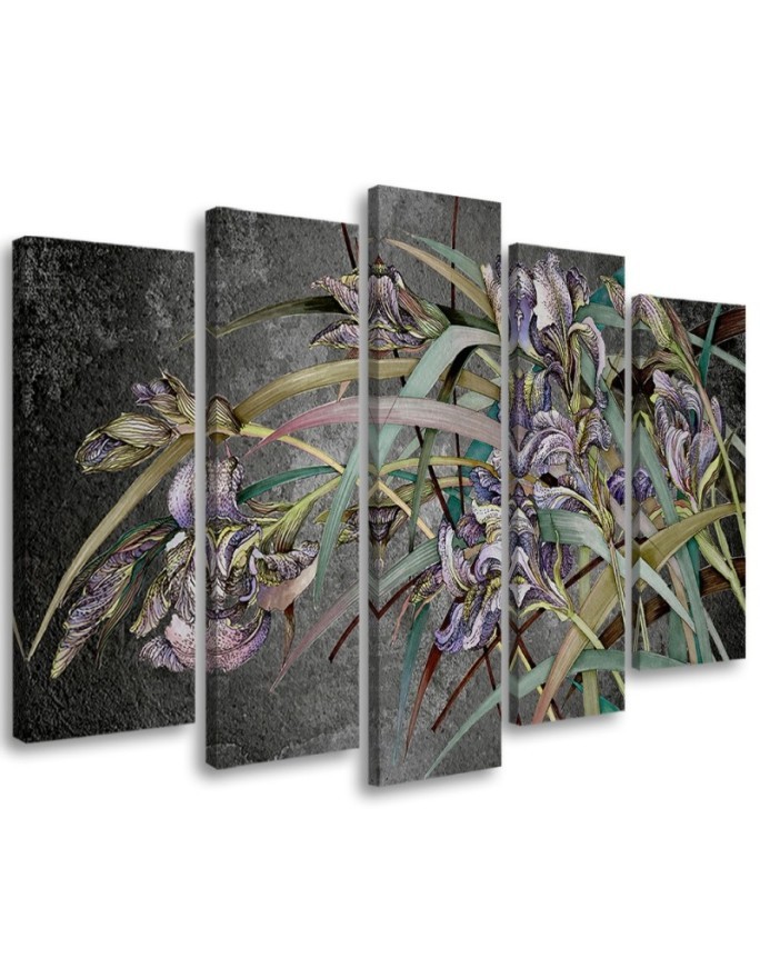 5-piece painting - Irises flowers in the wind | FEEBY