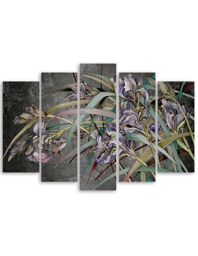 5-piece painting - Irises flowers in the wind | FEEBY