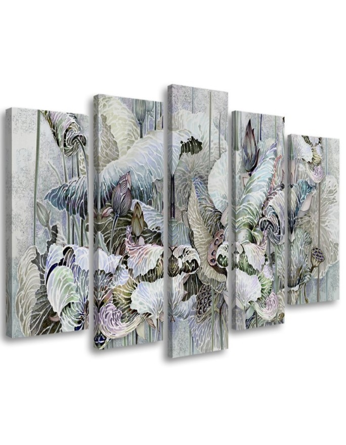 Wall art painting for living room - Holy lotus flowers | FEEBY