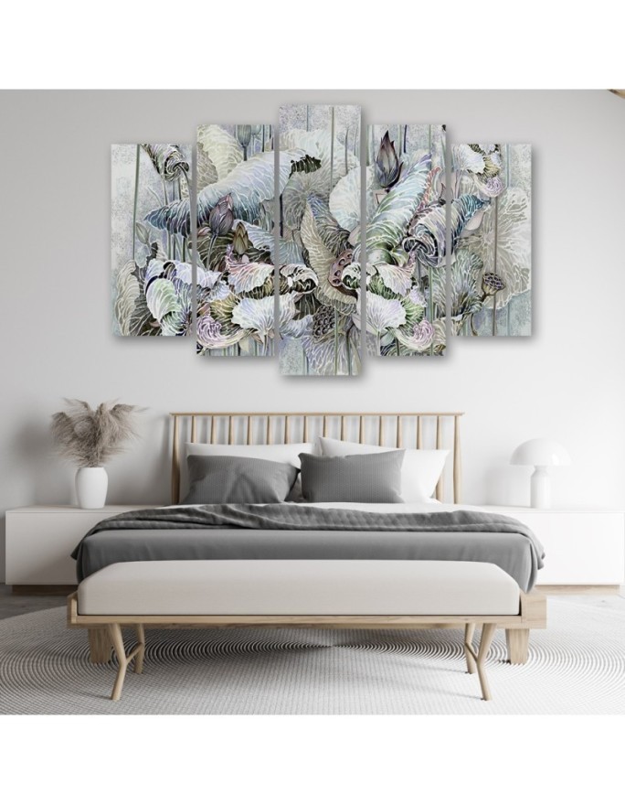 Wall art painting for living room - Holy lotus flowers | FEEBY