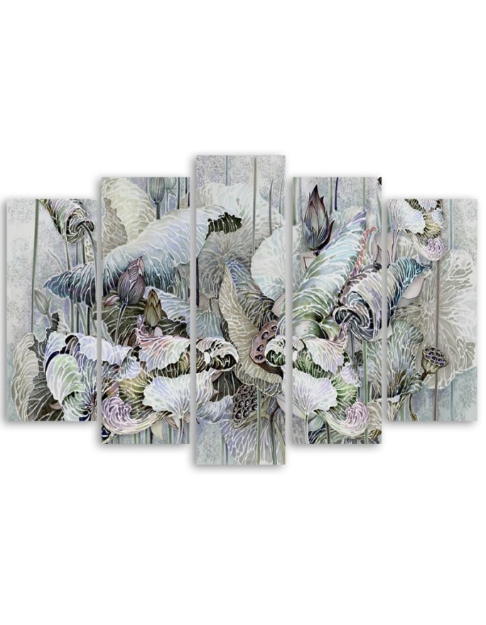 Wall art painting for living room - Holy lotus flowers | FEEBY