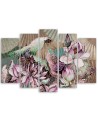 Living room canvas painting - Holy lotus and fans | FEEBY