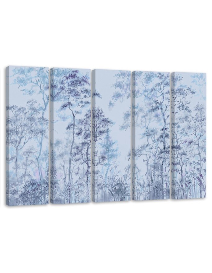 5-part painting - Tall thin trees | FEEBY