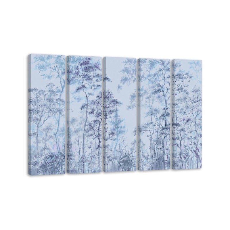 5-part painting - Tall thin trees | FEEBY