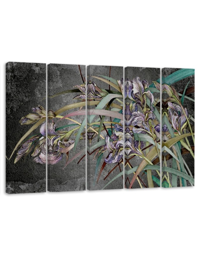 Wall painting for living room - Irises flowers in the wind | FEEBY