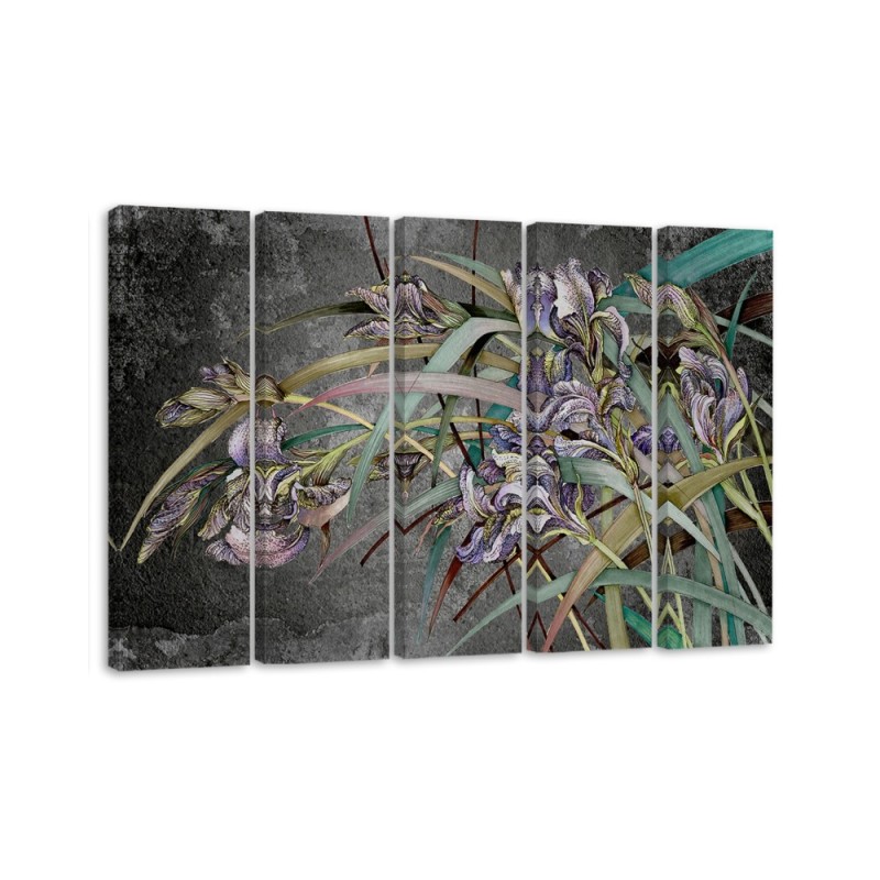 Wall painting for living room - Irises flowers in the wind | FEEBY