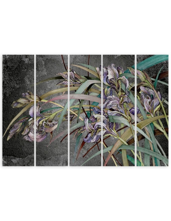 Wall painting for living room - Irises flowers in the wind | FEEBY