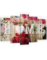 5 Piece Home inscription with floral motif Decorative canvas painting | FEEBY