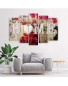 5 Piece Home inscription with floral motif Decorative canvas painting | FEEBY
