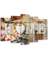 5-piece Canvas painting - Home inscription and retro elements | FEEBY