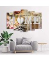 5-piece Canvas painting - Home inscription and retro elements | FEEBY