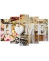 5-piece Canvas painting - Home inscription and retro elements | FEEBY