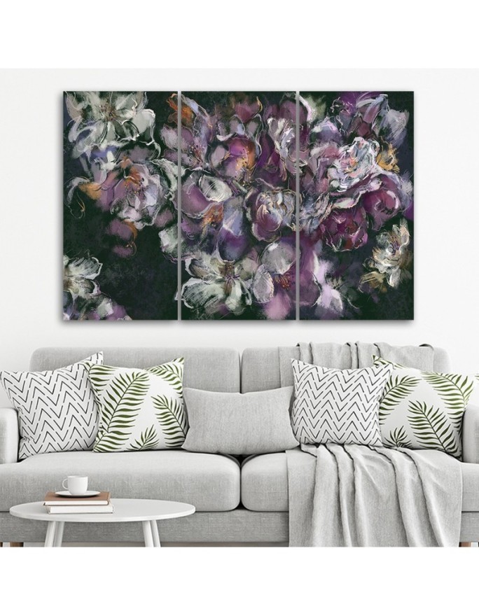 Iris flower - 3 piece Canvas print for living room canvas | FEEBY