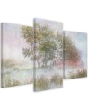 3-piece painting - Trees on a misty meadow | FEEBY