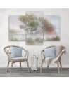 3-piece painting - Trees on a misty meadow | FEEBY