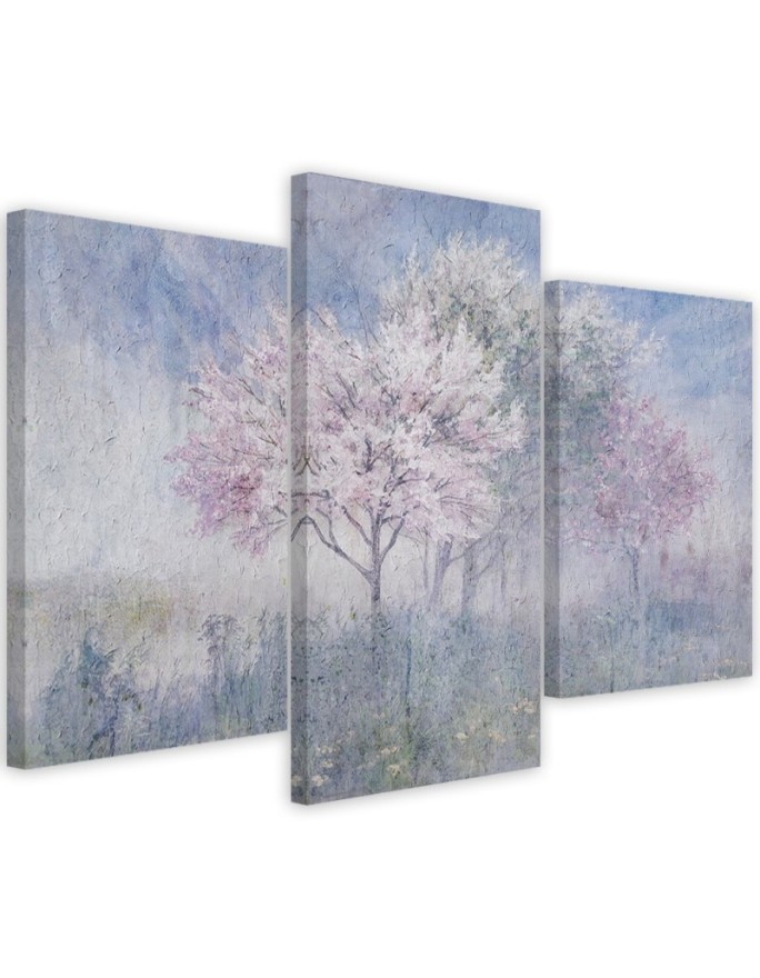 Wall painting - Flowering tree in a meadow old faded | FEEBY