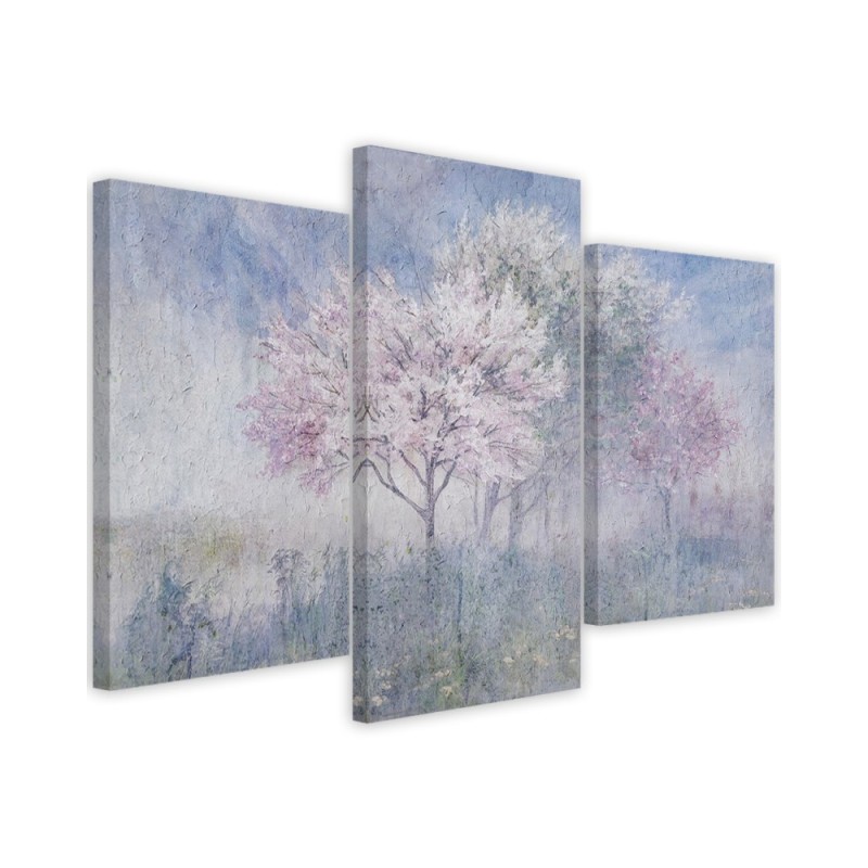 Wall painting - Flowering tree in a meadow old faded | FEEBY