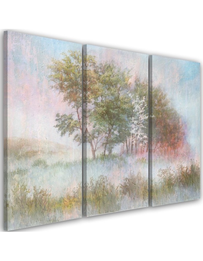 Canvas print - Trees on a misty meadow | FEEBY
