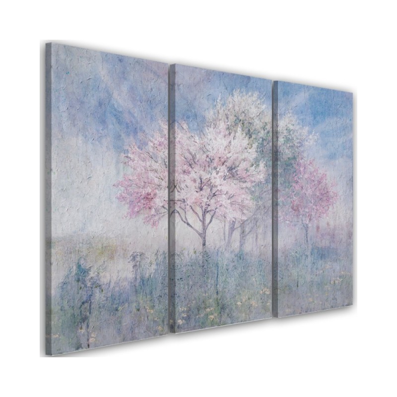 Canvas print - Flowering tree in a meadow old faded | FEEBY