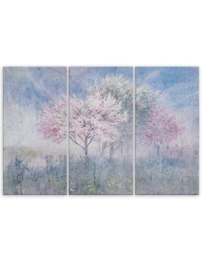 Canvas print - Flowering tree in a meadow old faded | FEEBY
