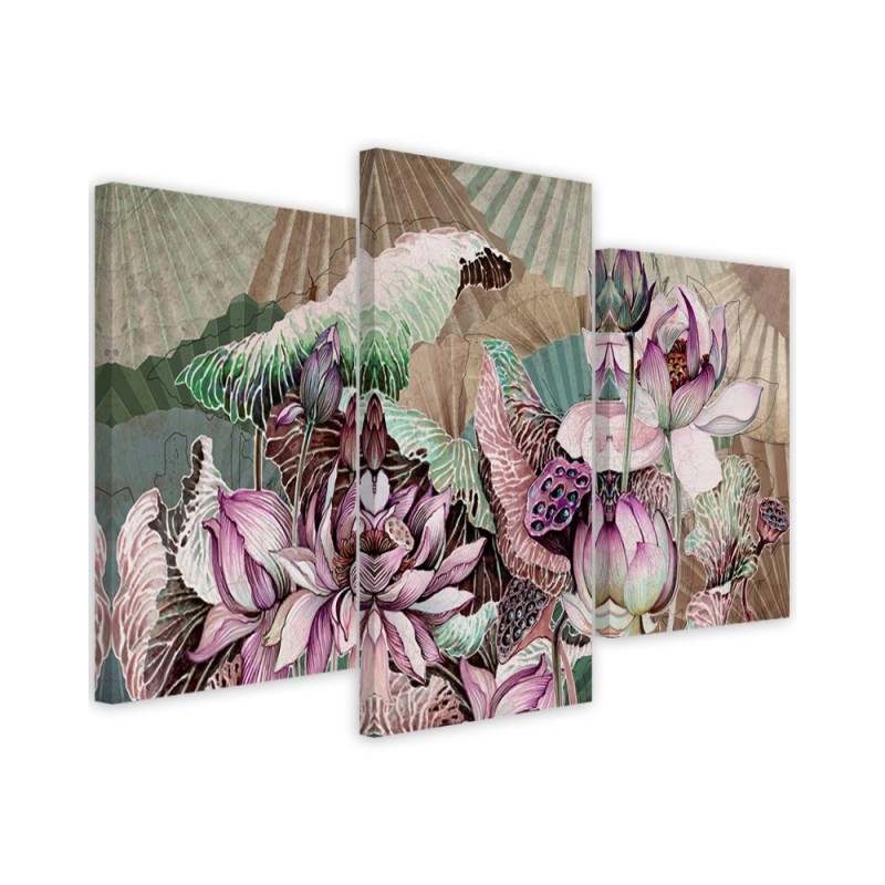 Modern painting for living room - Holy lotus and fans | FEEBY