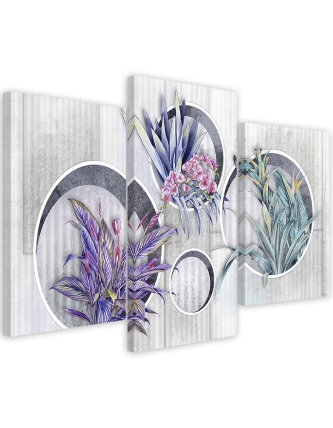 Square boxes shelves with flowers - Canvas wall painting | FEEBY