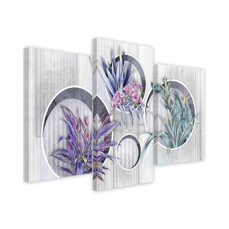 Square boxes shelves with flowers - Canvas wall painting | FEEBY