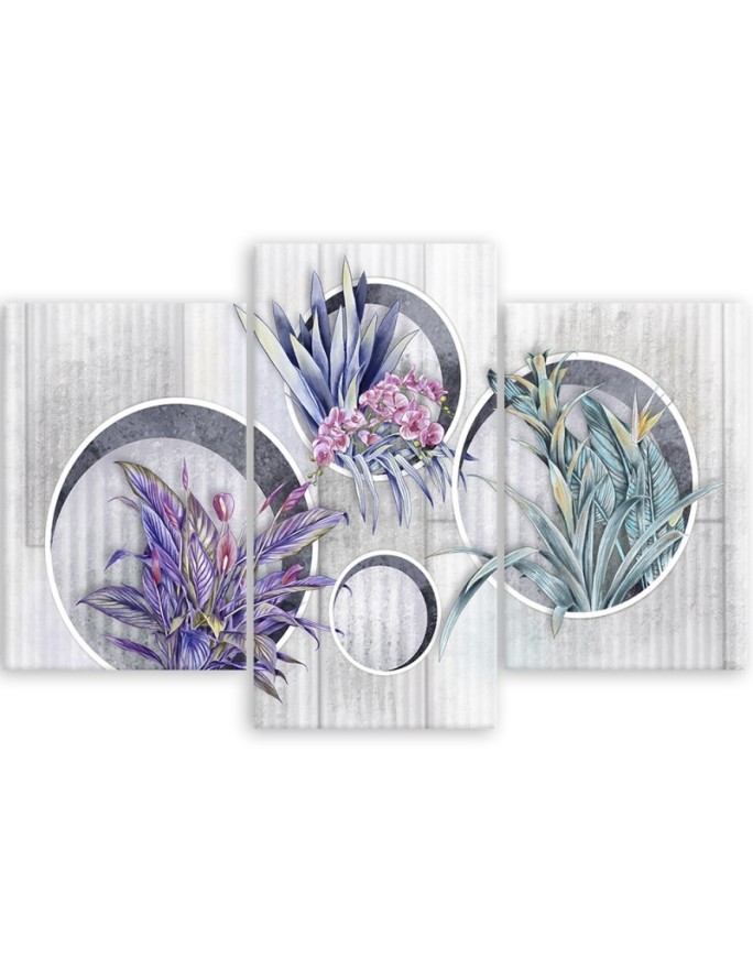 Square boxes shelves with flowers - Canvas wall painting | FEEBY