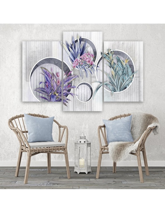 Square boxes shelves with flowers - Canvas wall painting | FEEBY