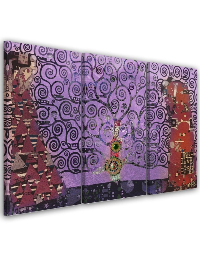 3 Piece Reproductions of paintings - Violet tree of life abstract | FEEBY