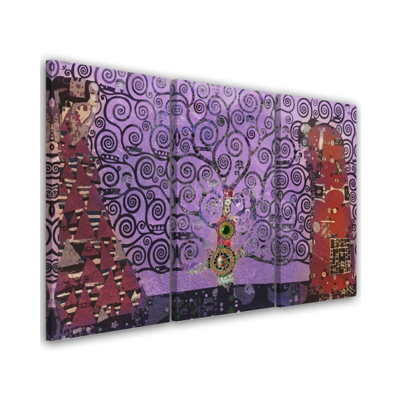 3 Piece Reproductions of paintings - Violet tree of life abstract | FEEBY