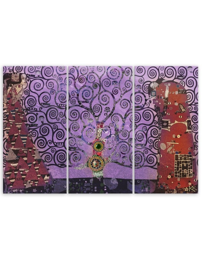 3 Piece Reproductions of paintings - Violet tree of life abstract | FEEBY
