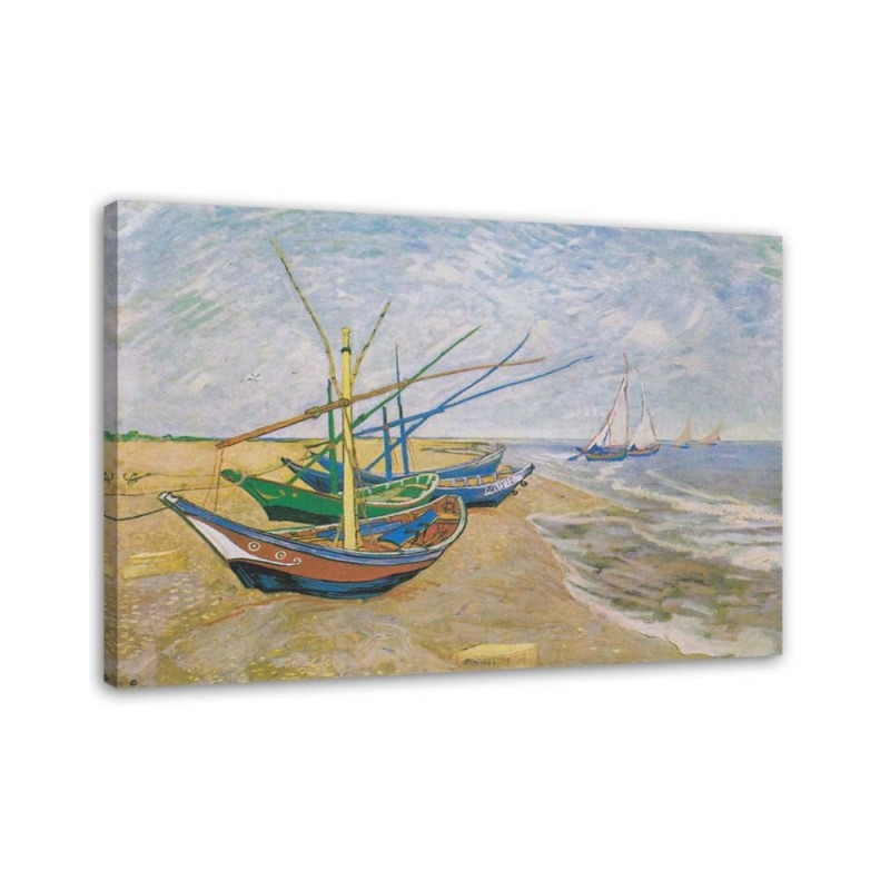 Fishing boats on the beach at Saintes-Maries-de-la-Mer V. van Gogh - Reproductions of paintings | FEEBY