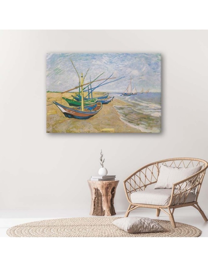 Fishing boats on the beach at Saintes-Maries-de-la-Mer V. van Gogh - Reproductions of paintings | FEEBY