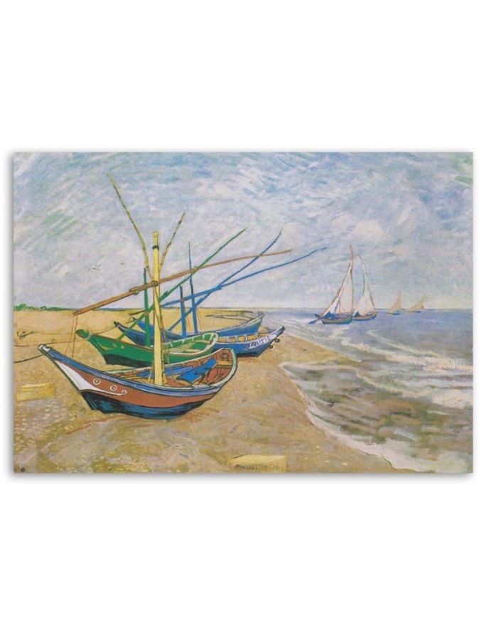 Fishing boats on the beach at Saintes-Maries-de-la-Mer V. van Gogh - Reproductions of paintings | FEEBY