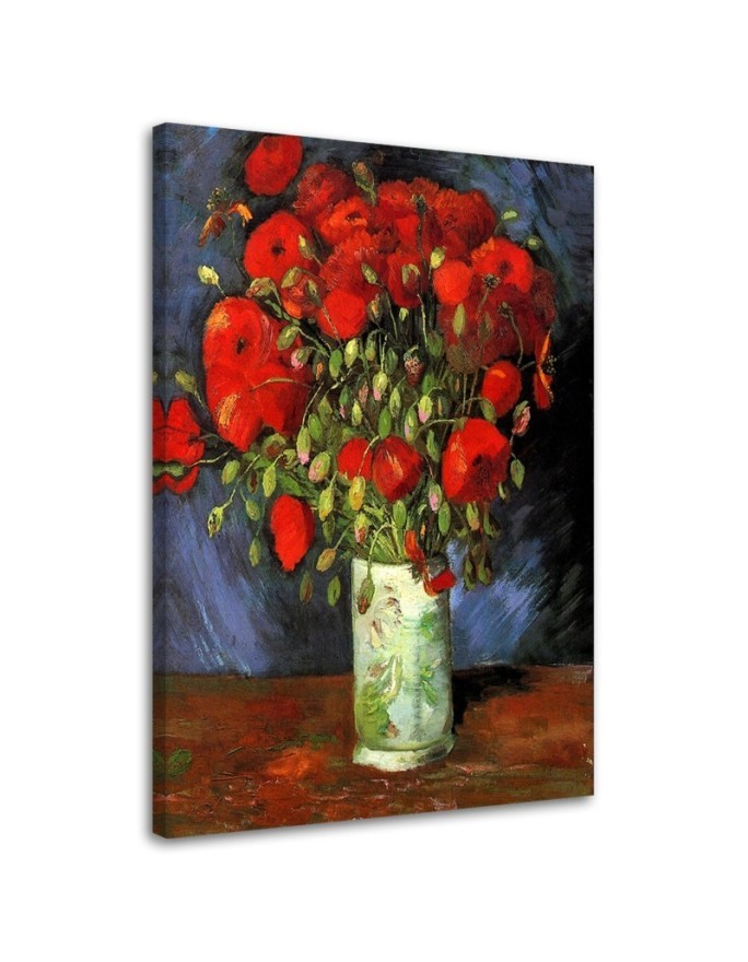 Vase with red poppies V. van Gogh - Canvas prints Reproductions of paintings | FEEBY