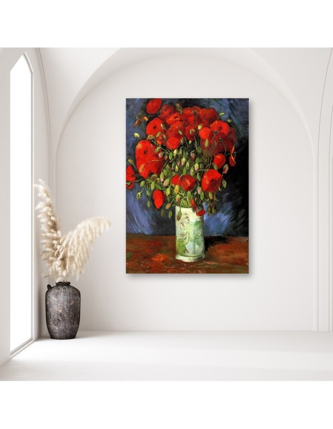 Vase with red poppies V. van Gogh - Canvas prints Reproductions of paintings | FEEBY
