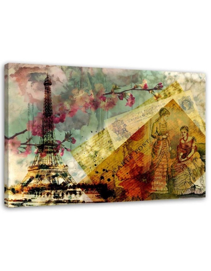Vintage style Canvas painting - Postcard from Paris. High quality  | FEEBY