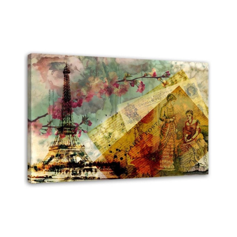 Vintage style Canvas painting - Postcard from Paris. High quality  | FEEBY