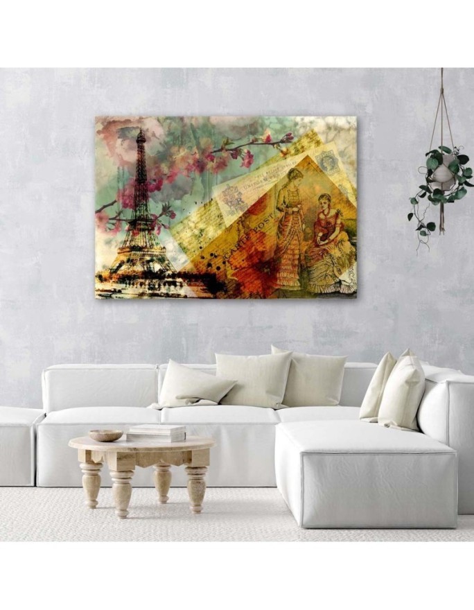 Vintage style Canvas painting - Postcard from Paris. High quality  | FEEBY