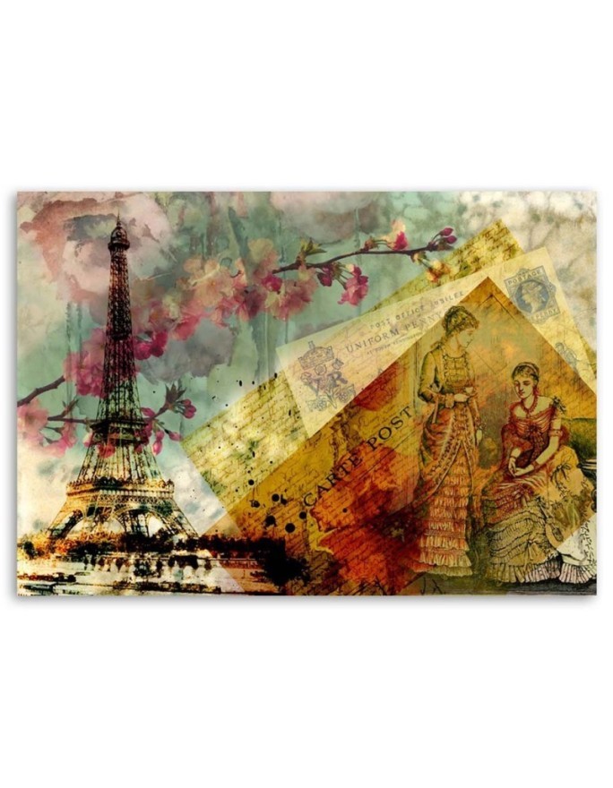 Vintage style Canvas painting - Postcard from Paris. High quality  | FEEBY