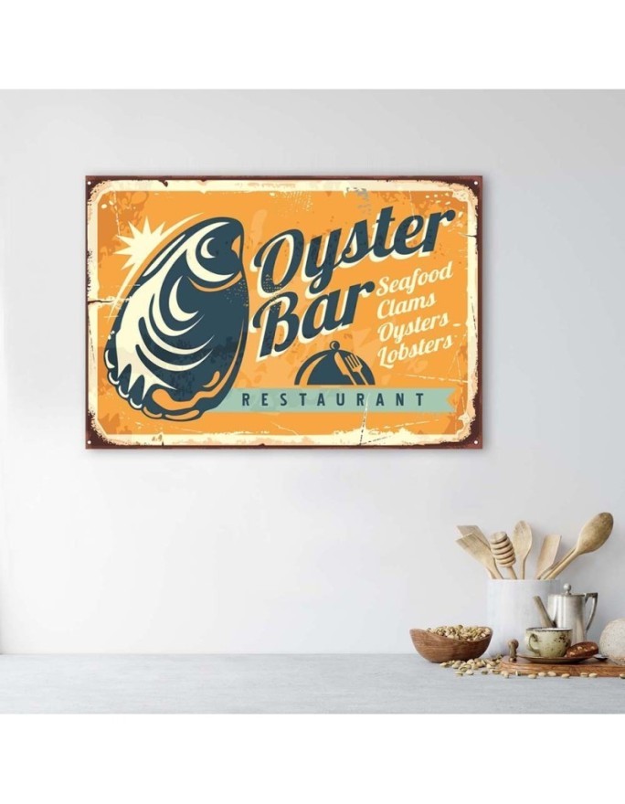 Vintage style Canvas prints - Retro oyster signboard | FEEBY