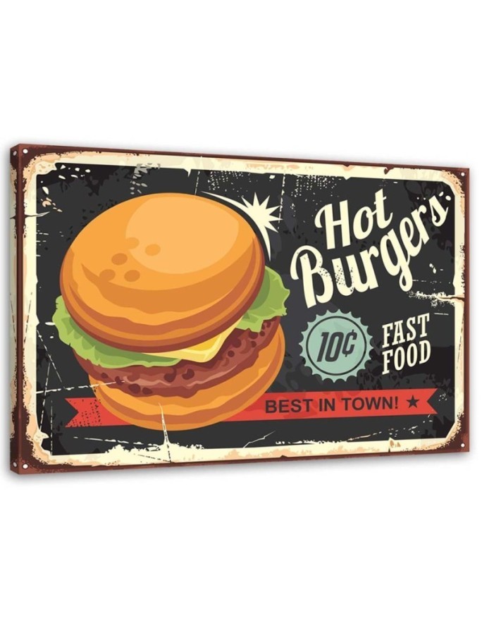 Canvas prints for the kitchen - Retro burger signboard | FEEBY
