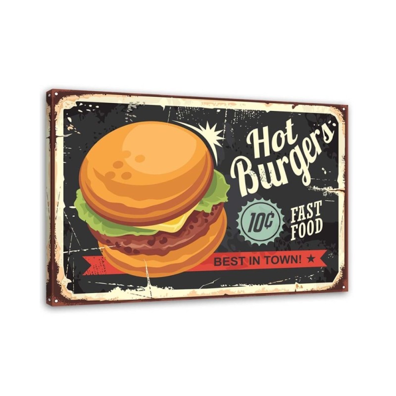 Canvas prints for the kitchen - Retro burger signboard | FEEBY
