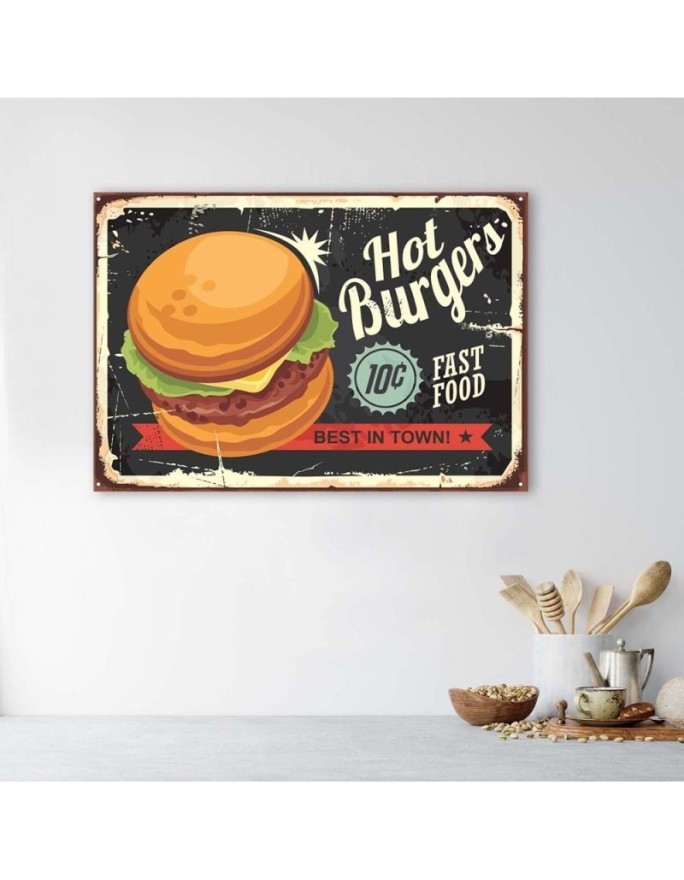 Canvas prints for the kitchen - Retro burger signboard | FEEBY