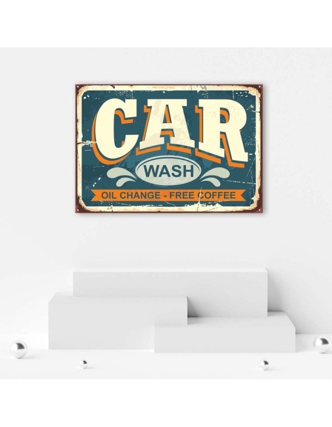 Vintage Canvas prints - Retro car wash signboard | FEEBY