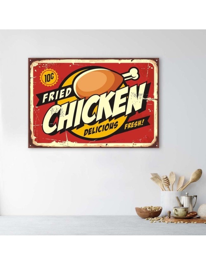 Vintage style Canvas prints for the kitchen - Roast chicken signboard | FEEBY