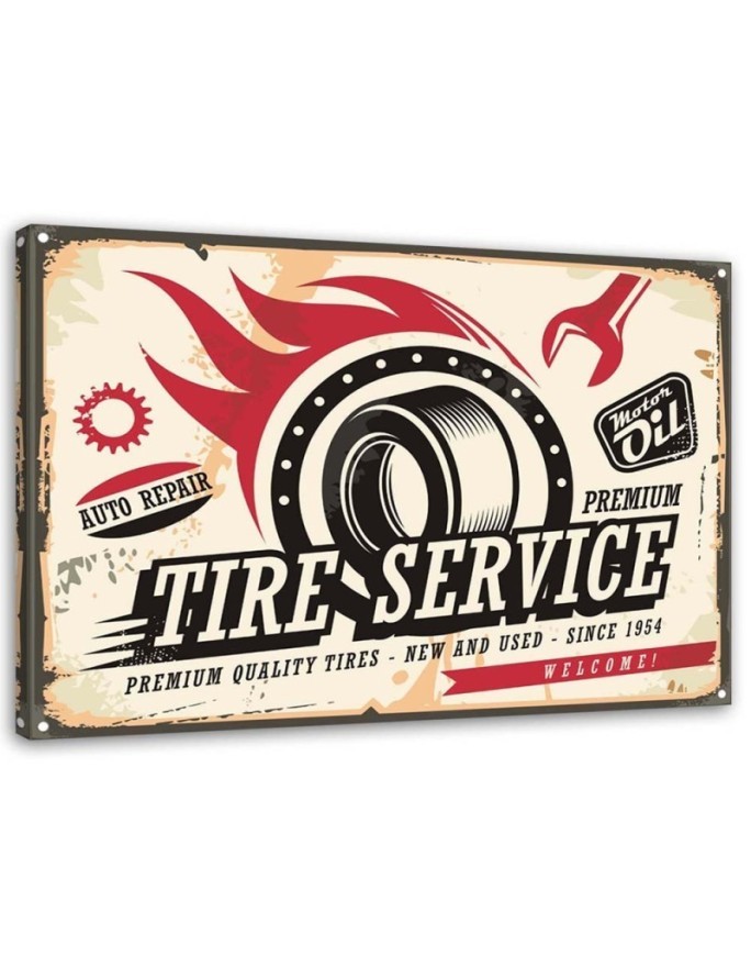 Retro tyre signboard - Vintage style Canvas painting | FEEBY