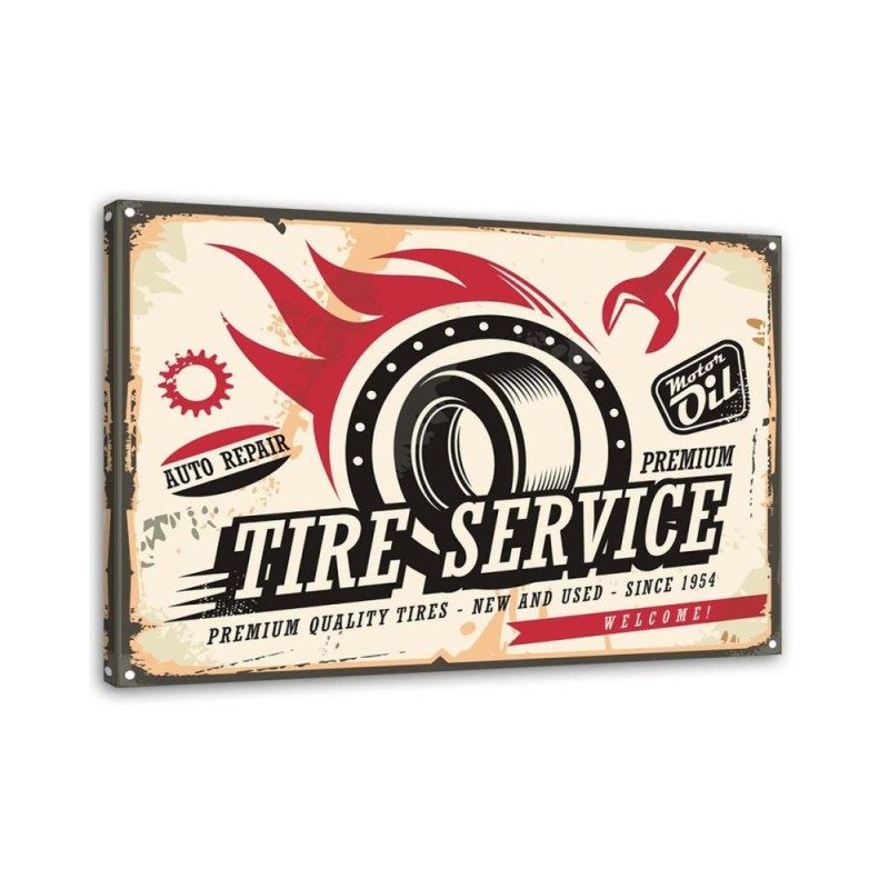 Retro tyre signboard - Vintage style Canvas painting | FEEBY