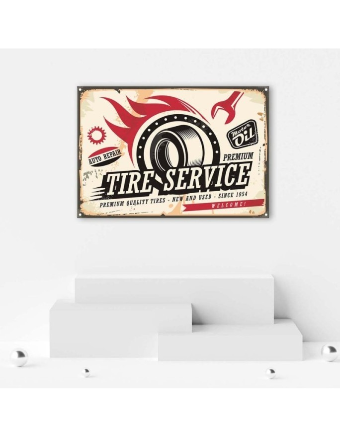 Retro tyre signboard - Vintage style Canvas painting | FEEBY